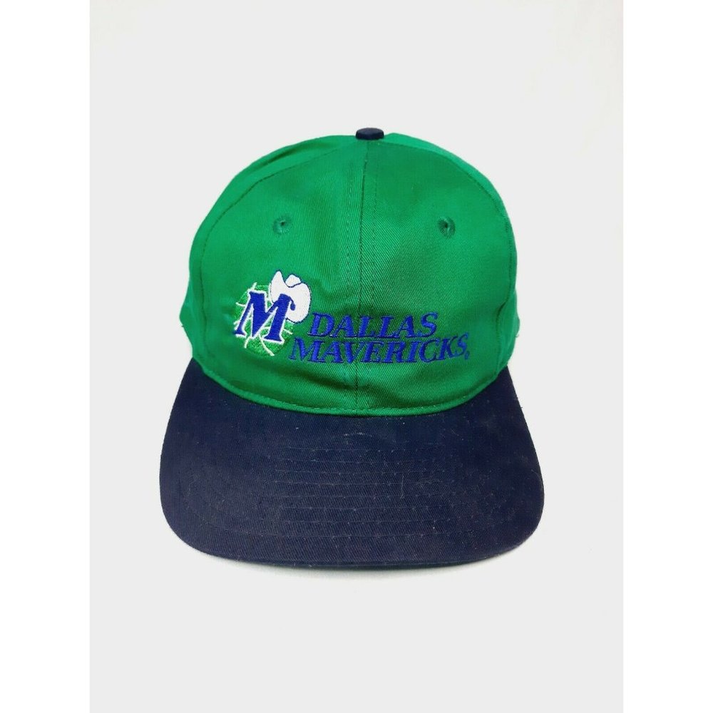 Vintage 90s NBA Dallas Mavericks Green Snapback Hat Baseball Cap Adjustable
